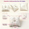 2PC Admireshun Ivory Satin Bow Ring Bearer Pillows, 5.9 Inch