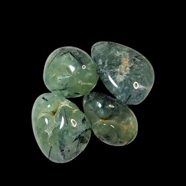 Large Green Prehnite with Epidote & Black Tourmaline Polished Tumbled Stone, 1pc 36-46mm Natural Healing Crystal from Republic of Mali