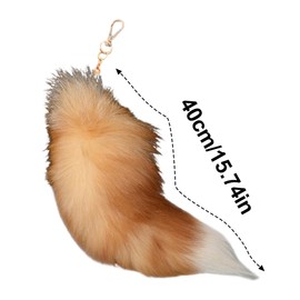homeemoh Faux Animal Tail Keychain Fluffy Faux Fur Tail Pendant 15.75 Inch Long Tail Charms Keyring Holder for Handbag Backpack (Brown)