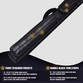 Champion 2X2,2X3,3X4 Nylon/Leatherette Billiard Pool Cue Stick Hard Case (Black Leatherette, 3X4 Pool case)