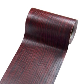 Wood Grain Tape for Mirrors, 4 inch X 32 ft Wood Repair Tape for Furniture, Wood Grain Wallpaper Border Adhesive Tape for Floor, Bathroom, Cabinets, Windows, Home Decoration 1 Roll (Deep Red)