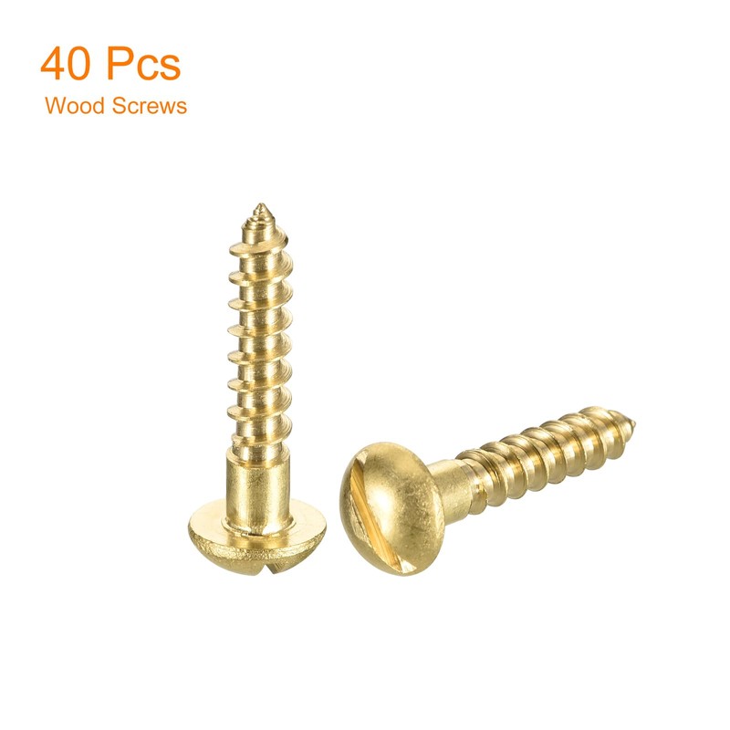 sourcing map Wood Screws M4 x 20mm Slotted Round Head