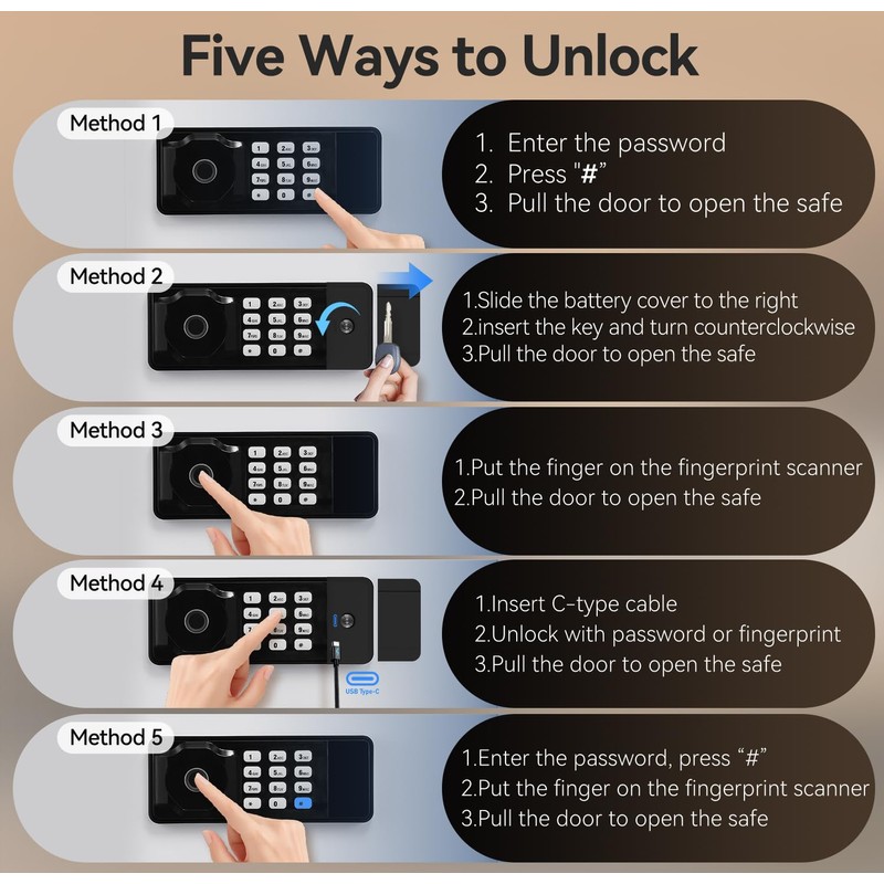 AEGIS Small Biometric Safe with Fingerprint Lock (9.9"D x 13.8"W