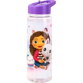 Top Linen (NW) Ltd Gabby's Dollhouse 650ml Kids Water Bottles with Straw, Back to School Supplies Girls Water Bottle - Water Bottle For Girls Purple.