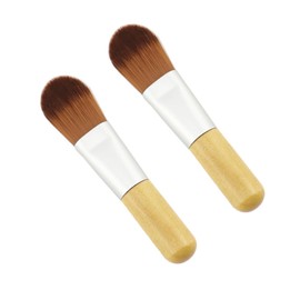 Vaguelly 2pcs Mini Foundation Brush Short Wooden Handle Soft Nylon Fiber Makeup Applicator for Coverage for Travel and Everyday Use