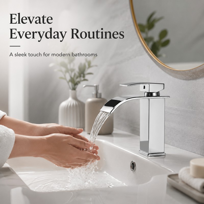 Waterfall Bathroom Faucet for Sink Basin – Hot & Cold