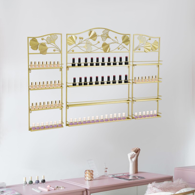 3PCS Wall Mounted Nail Polish Storage Racks, Metal Display Rack