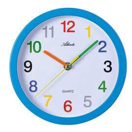 Atlanta 4352-5 Analogue Wall Clocks for Children with Colourful Numbers Learning Clock Low Noise - Creeping Seconds