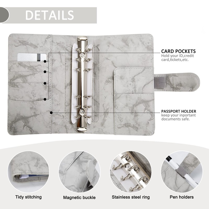 Binder Notebook A6 PU Leather Loose Leaf Notebook with 12