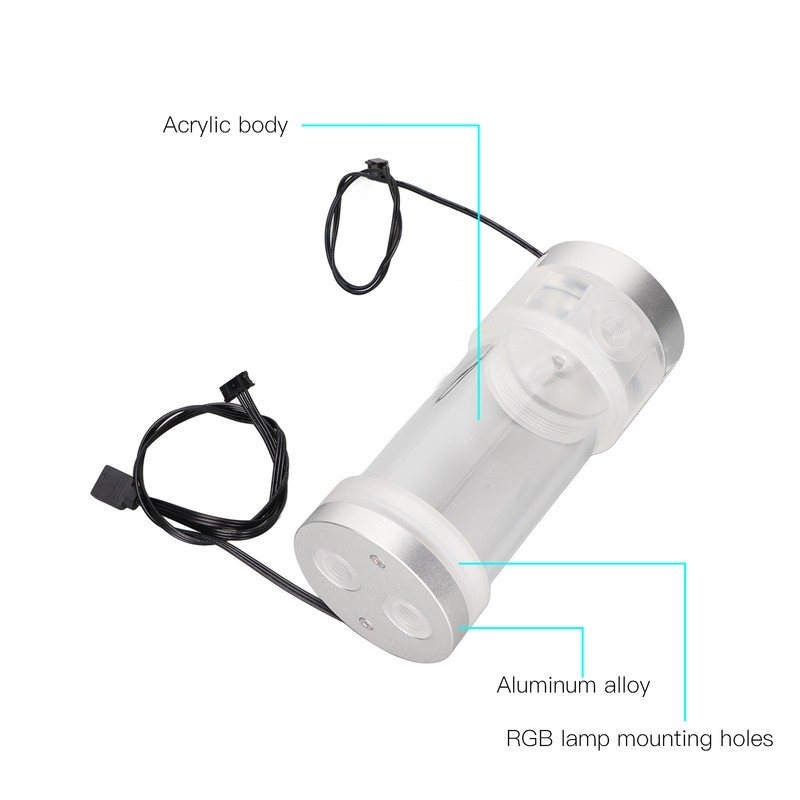Water Cooling Tank 200ML Temperature Display RGB 160mm G1/4 Cylindrical