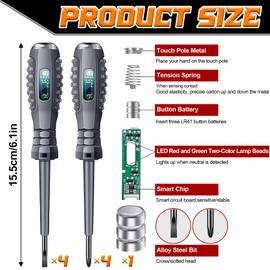 TZEKING 8 pieces voltage tester screwdriver, 2-in-1 screwdriver with strong torque and magnet, power tester screwdriver, magnetic screwdriver head, for detecting DC circuits