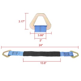 NovelBee 8pcs 2" x 24" Axle Tie Down Strap with D Rings and Protective Sleeve for Race Car Hauler Tow Truck (Blue)