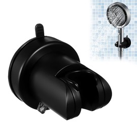 Black Vacuum Suction Cup Removable Shower Head Holder Height Adjustable Shower Wand Holder, Shower Head Holder Wall Mounted with Suction Cup, 360 Rotatable Shower Hose Holder for Bathroom (Black)