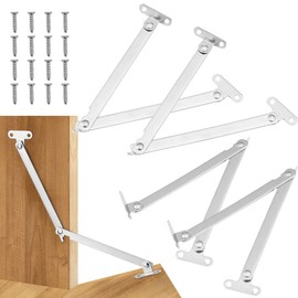 4 PCS Stainless Steel Lid Stay Support Hinge,with Screws Drop Down Hinges Self Closing Hinges Piano Hinge, Cabinet Cupboard Doors Close Lift Up Stay 180 Degree Hinge for Heavy Duty Lid