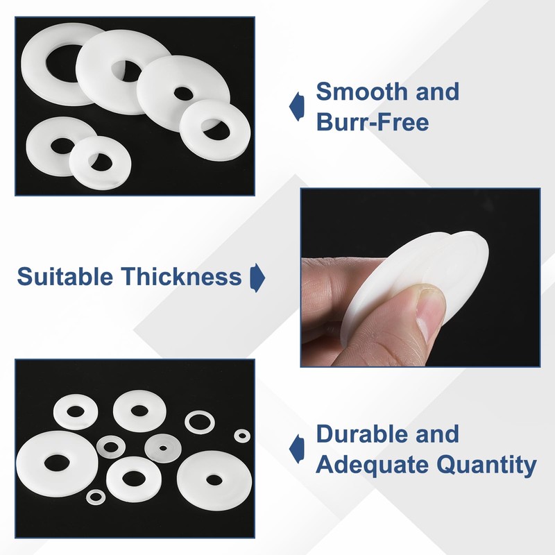 sourcing map 85Pcs M10 Nylon Flat Washers Plain Washer 10mm