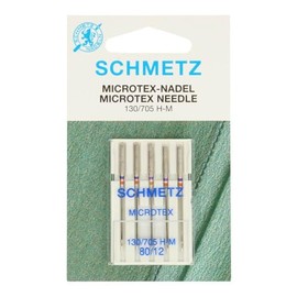 SCHMETZ Sewing Machine Needles| 5 Microtex Needles | 130/705 H-M| Needle size 80/12