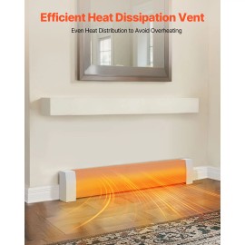Premium Series 4 ft Standard Electric Heating Unit Home Improvement Heavy-Duty Steel Baseboard Heater Covers Front CoverDefault: Default