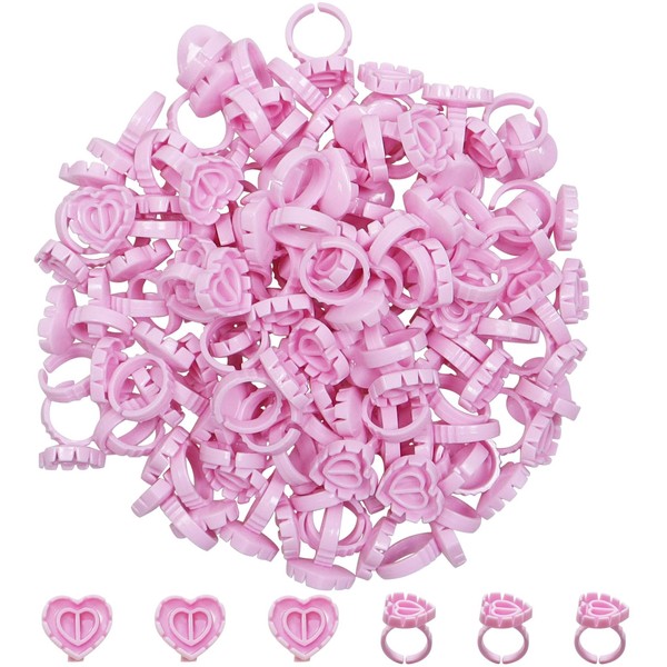 100 Pieces Plastic Lash Glue Holder, Disposable Glue Rings for