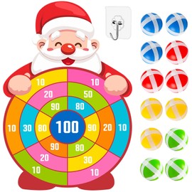 JOTNGDJBN Christmas Dartboard Game, 30-inch Oversized Santa Claus Dartboard, Includes 12 Sticky Balls and 1 Sticky Hook, Family Christmas Party Game, Indoor/Outdoor Fun
