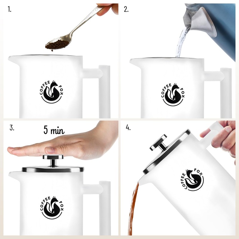 French Press Double Wall Stainless Steel Coffee Pot, Black Press