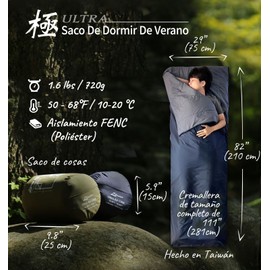 Litume Saco de Dormir Doble, Ligero y Plegable, Combinable para Adultos, 720g, 20°C-10°C, Saco de Dormir de Verano, Pequeño y Bolsa de Almacenamiento para Camping, Senderismo