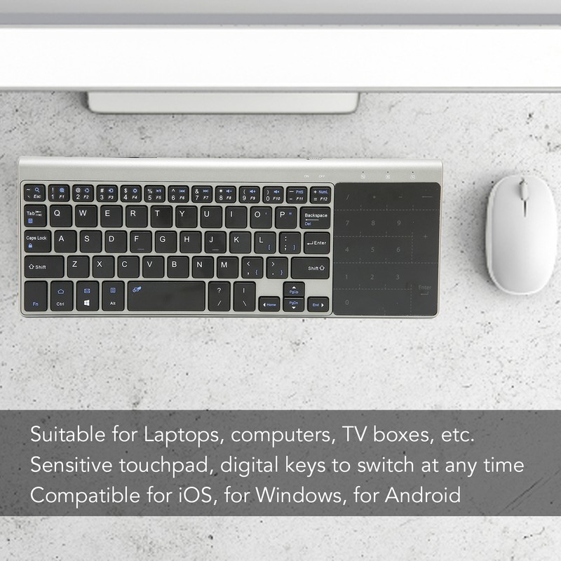 2.4G Wireless Keyboard Touchpad 2 in 1 Portable Wireless Keyboard