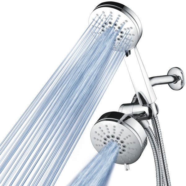 AirJet-500 3-in-1 High Pressure 34-setting Luxury Shower Combo with High-Velocity Flow Accelerator(TM) for More Power with Less Water! Extra-long 6 foot Stainless Steel Hose. All-Chrome Finish