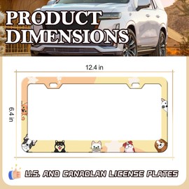 Cute Dog and Cat License Plate Frame - Funny Dogs and Cats Animal Pet License Plate Holder, Rust-Proof Auto Stainless Steel Parts License Plate Cover Decoration for Standard Us 12x6 Inch