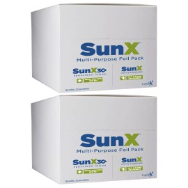 CoreTex 71440 SunX SPF-30+ Broad Spectrum Sunscreen Packets (Pick Total Packs) - 50 Pack (2 Boxes)