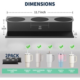 2-Pack Magnetic Cup Holder for Refrigerator – Compatible with 30 & 40 oz Tumblers with Handles, No-Drill, Removable Cup Organizer Rack for Kitchen Fridge Storage