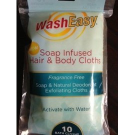 WashEasy Scent Free Bath Cloths -Just Add Water and your Clean- 10 count package