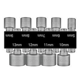 BOEN 9-Piece Power Nuts Driver Drill Bit, Metric 1/4" Hex Shank, Drill Socket Set, Impact Driver Bit Set, Hex Head Drill Bit Set, Chrome Vanadium Steel