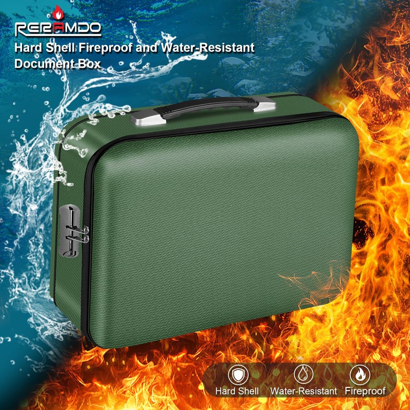 Fireproof Document Box, Hard Shell Fireproof Box, Document Organizer with