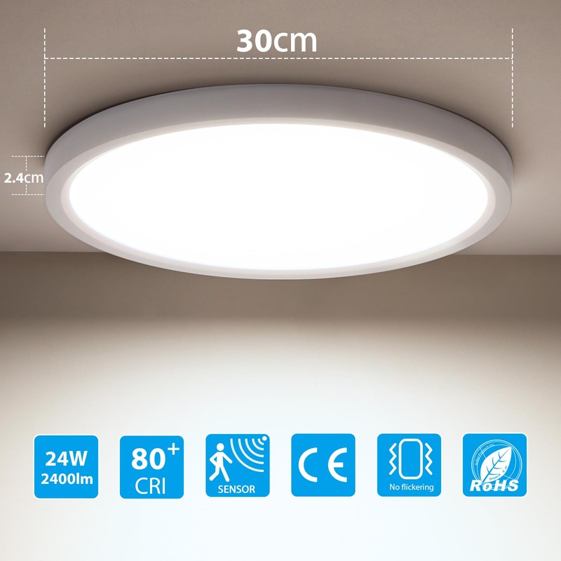 OPPEARL LED Ceiling Light with Radar Motion Sensor, 24 W