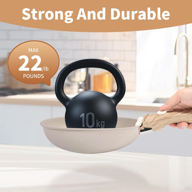 Parakatoikos Removable Handle Wood-Like, Detachable Handle for Pots and Pans,