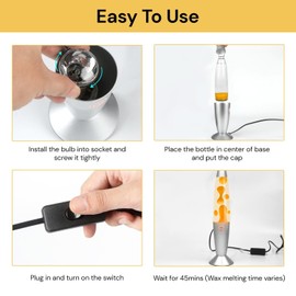 EZONEDEAL Large Lava Lamp Novelty Lighting Night Light Decor Party Silver Base - Floor lamp,Desk lamp Room Office Home Decor,Table lamp (Orange)