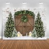 Mocsicka Christmas Wood House Photography Backdrop Xmas Tree Snow Wreath