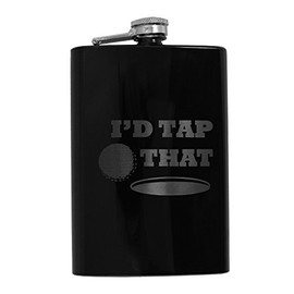 8oz BLACK I'd Tap That Golf Flask L1