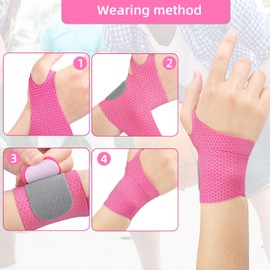 Ultra Thin Wrist Compression Band [2 PCS] Slim and Colorful Wrist Brace Flexible Wrist Support for Men and Women Adjustable Sports Lightweight Fits Both Hands (Pink)