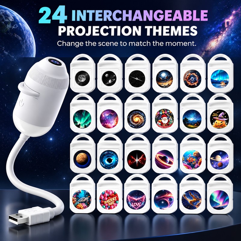 2-in-1 Galaxy Projector Night Light for Room Decor – 24
