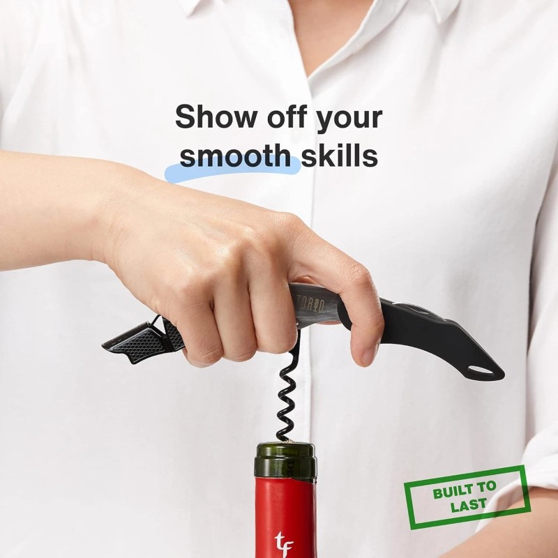 Vintorio Professional Waiters Corkscrew - Wine Key with Ergonomic Black