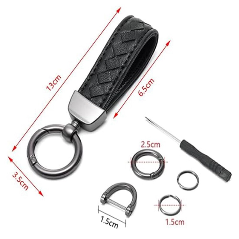 2PCS Leather Car Keychain, BetterJonny 360 Degree Rotatable Car Key