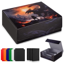 ULTRGEE Card Deck Box compatible with MTG Card - Holds 1800+ Cards, Card Deck Case, Card Storage Box fits TCG/PTCG/YGO Cards and Sport Cards with 10 Dividers - Dusk Dragonfire