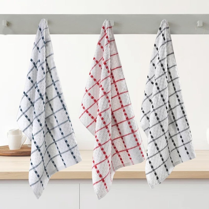 VEARZ® 100% Cotton Terry Tea Towels | 4-12 Packs Kitchen