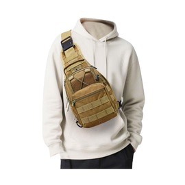 SEAFEW Tactical Chest Pack Backpack, Carry Shoulder Sling Bag for Men, Waterproof Military Cross-body Molle Backpack for Outdoor, Range, Travel, Hiking, Khaki