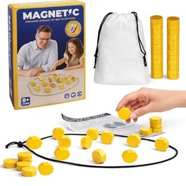 Juego de estrategia de ajedrez magnético con 20 piedras magnéticas de tamaño completo, juego de mesa portátil con 3 cuerdas y bolsa de almacenamiento, juego de estrategia de lógica y habilidades para
