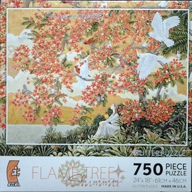 Ceaco SATO Flame Tree Shimmer 750 Piece Glitter Puzzle Made in USA Puzzle