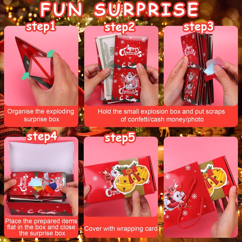 BABORUI Christmas Surprise Gift Box Explosion for Money, Christmas Explosion