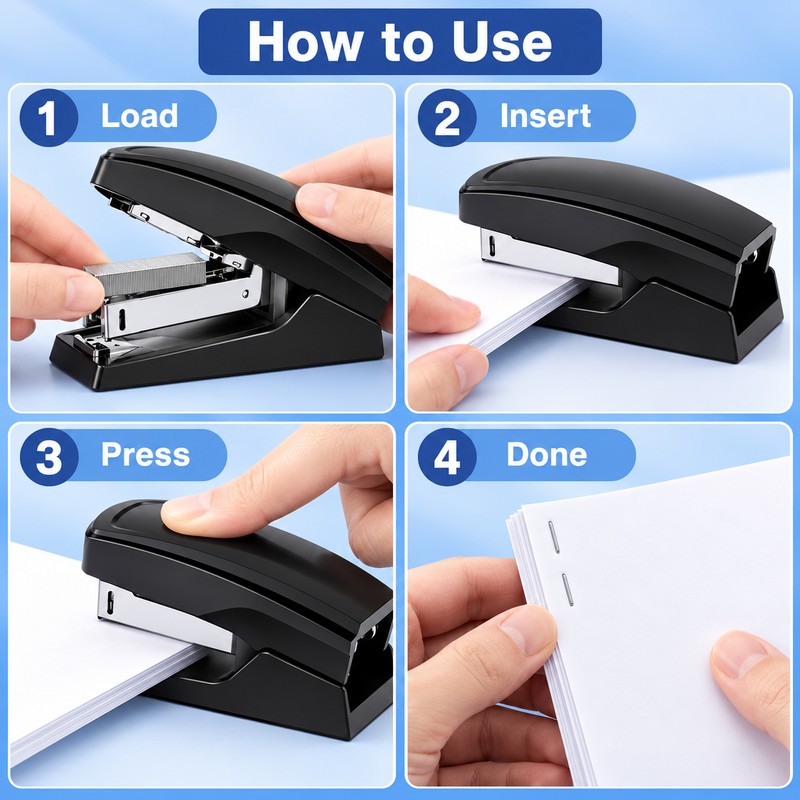 Heavy Duty Labor-Saving Long Stapler for 24/6 Staples, Large Manual