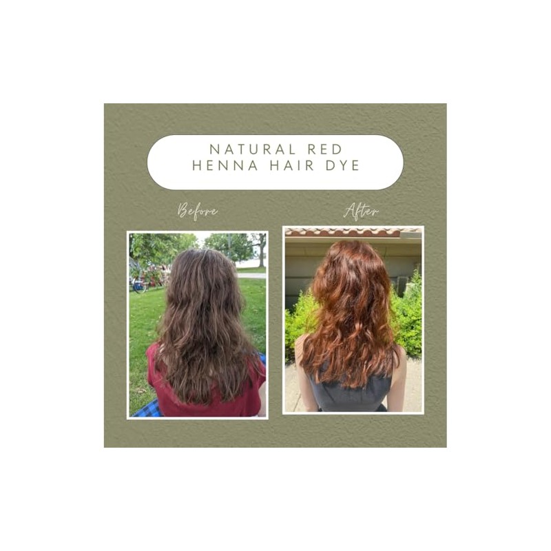 Color de pelo de henna rojo natural, paquete de 2